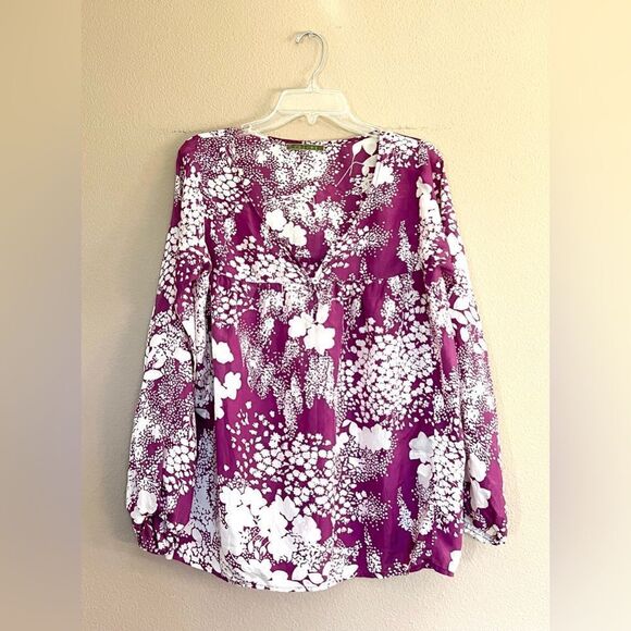 Velvet 100% Silk Floral Print Blouse - Picture 1 of 8
